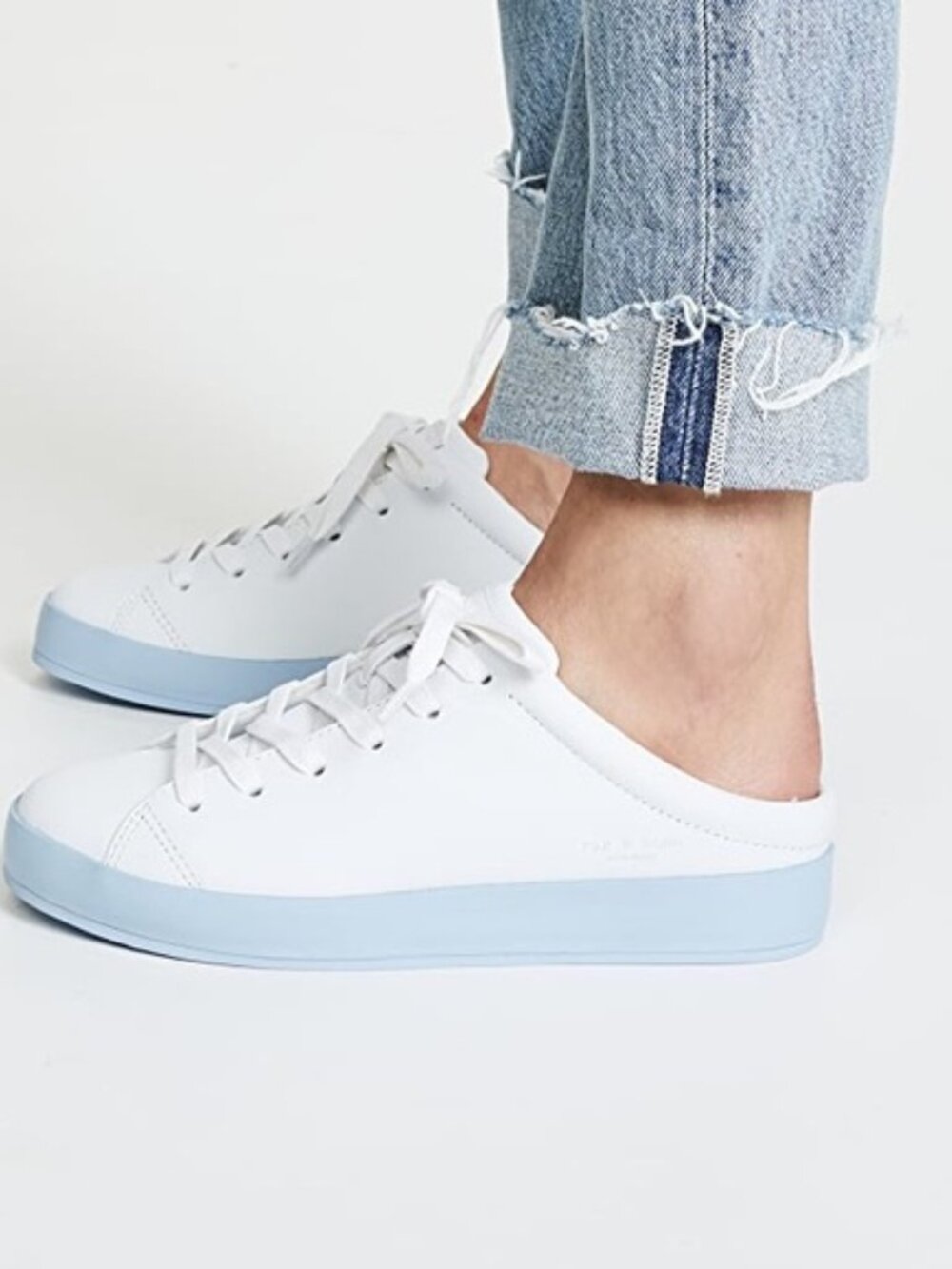 Rag & Bone White Blue RB1 Mule Sneakers Slip On